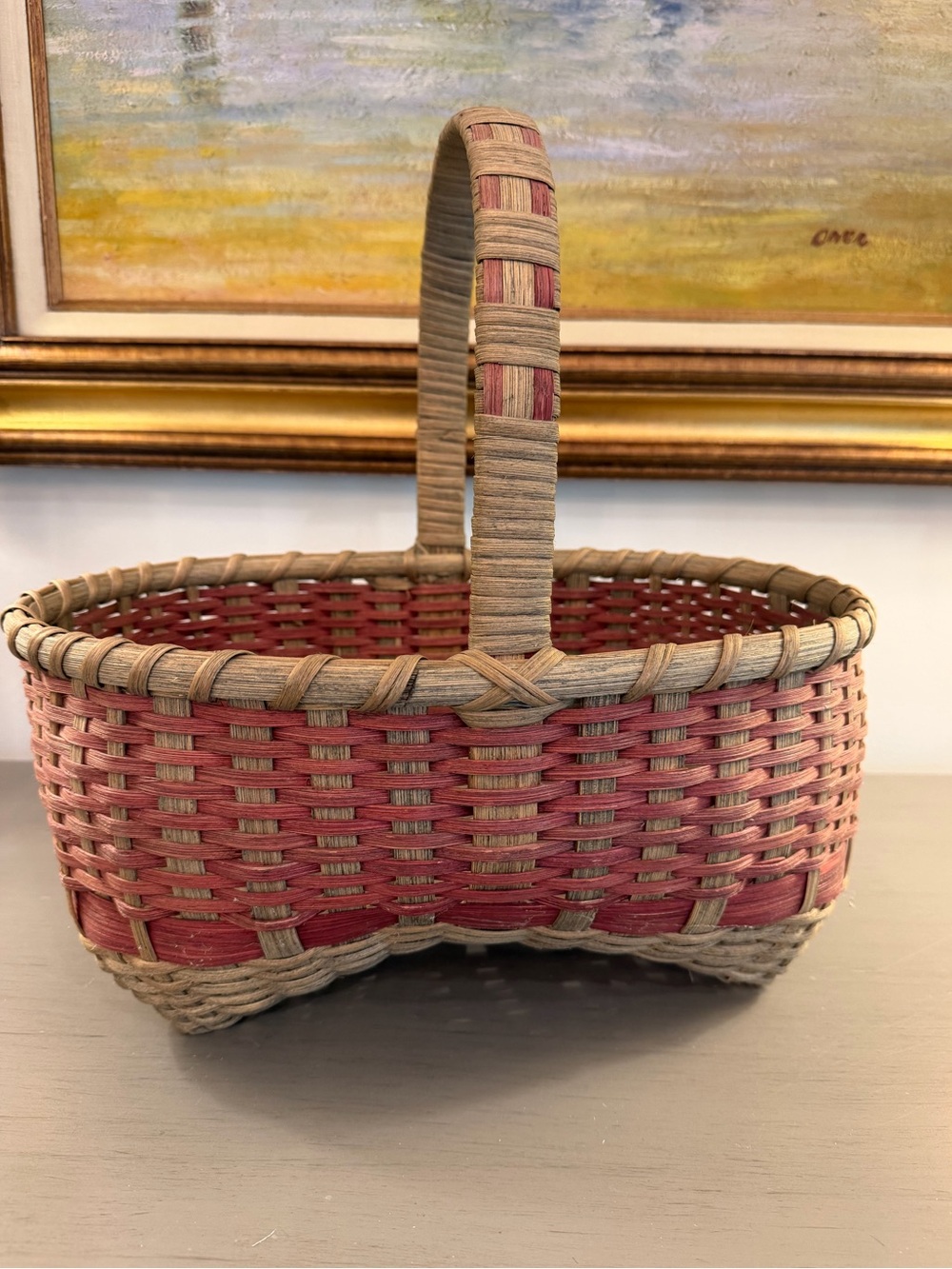 Handwoven Wicker Egg Gathering Storage Basket Oval Woven Sculpted Bottom